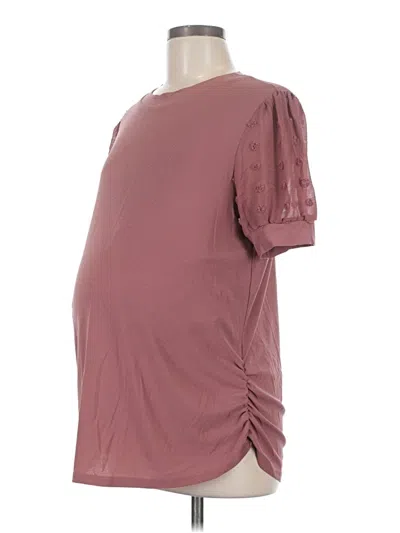 Pre-owned Sweet Wanderer Short Sleeve Top Burgundy Square Neckline Tops