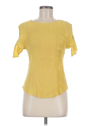 Pre-owned Sweet Wanderer Short Sleeve Top Yellow Scoop Neck Tops