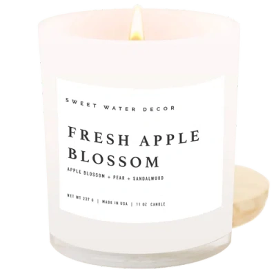 Sweet Water Decor 11oz White Jar Candle In Fresh Apple Blossom