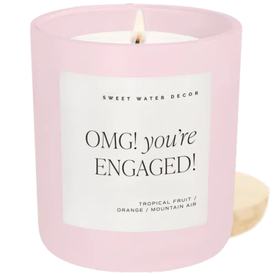Sweet Water Decor 15 oz Wedding  And Engagement Candles In Pink