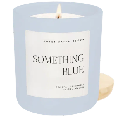 Sweet Water Decor 15 oz Wedding  And Engagement Candles In Blue
