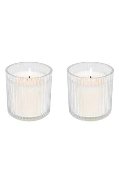 Sweet Water Decor Cozy Season Rib Glass 2-piece Candle Set In White
