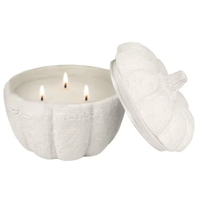Sweet Water Decor Figural Pumpkin Soy Fall Candle In White
