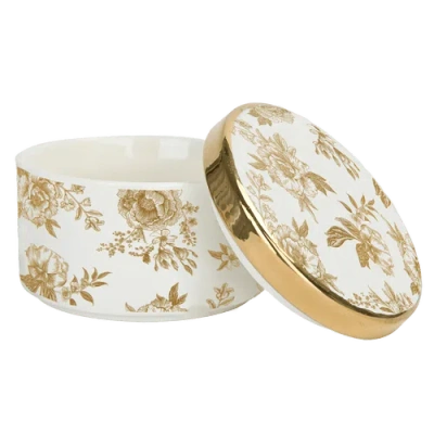 Sweet Water Decor Gold Delft Trinket Dish With Lid In Multi