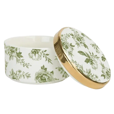 Sweet Water Decor Green Delft Trinket Dish With Lid In Multi