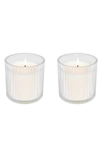 Sweet Water Decor Hello Fall Rib Glass 2-piece Candle Set In White