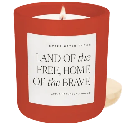 Sweet Water Decor Land Of The Free, Home Of The Brave 15 oz Soy Candle