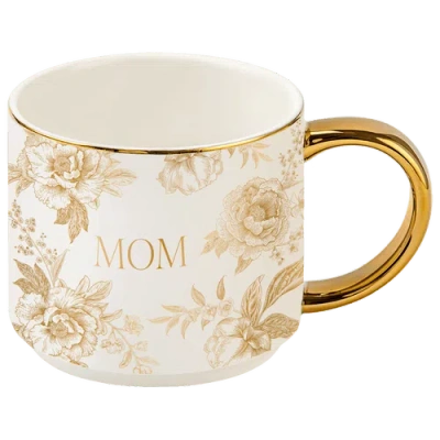 Sweet Water Decor Patterned 14 oz Gold Handle Coffee Mug In Pink