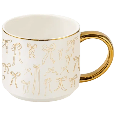 Sweet Water Decor Patterned 14 oz Gold Handle Coffee Mug In Pink