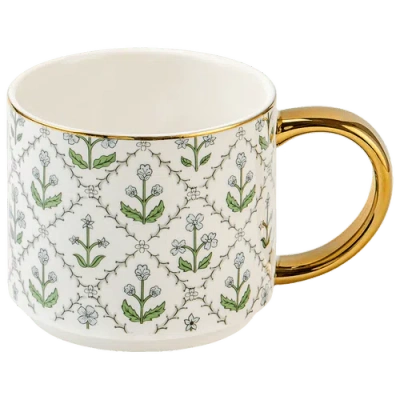 Sweet Water Decor Patterned 14 oz Gold Handle Coffee Mug In Multi