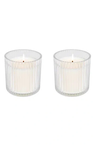 Sweet Water Decor Warm & Cozy Rib Glass 2-piece Candle Set In White