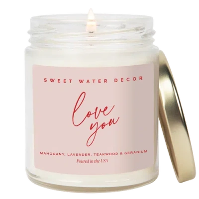 Sweet Water Decor With Love 9 oz Soy Candle In Love You Script