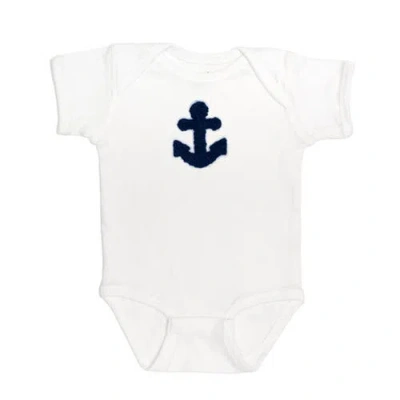 Sweet Wink Babies'  Anchor Patch Short Sleeve Bodysuit In White