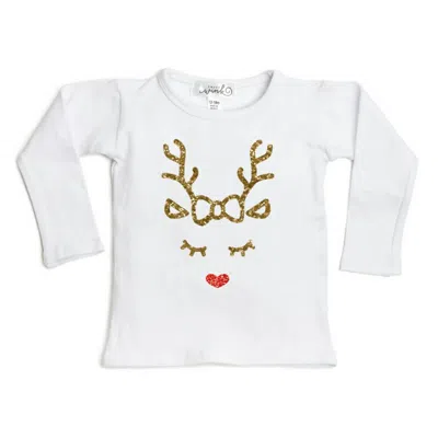Sweet Wink Kids' Baby Girls Reindeer Holiday T-shirt In White/gold