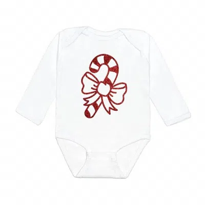 Sweet Wink Kids' Baby Unisex Candy Cane Holiday Onesie In White/red