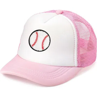 Sweet Wink Babies'  Baseball Patch Trucker Hat In Pink