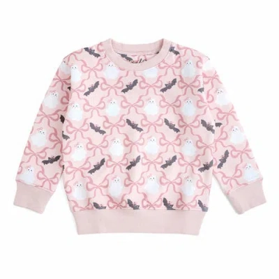 Sweet Wink Kids'  Bat And Ghost Trellis Halloween Sweatshirt In Pink