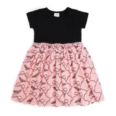 Sweet Wink Kids'  Bat Trellis Halloween Short Sleeve Tutu Dress In Multi