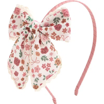 Sweet Wink Babies'  Berry Floral Bow Headband In Pink