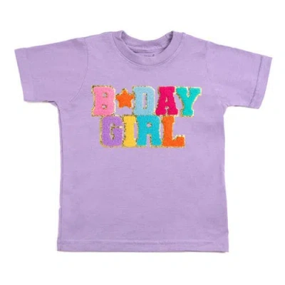 Sweet Wink Kids'  Birthday Girl Patch Short Sleeve T-shirt In Lavender