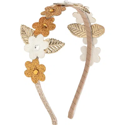 Sweet Wink Babies'  Boho Floral Glitter Headband In Gold