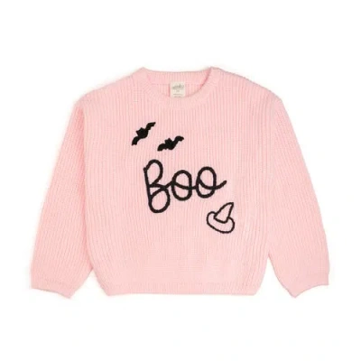Sweet Wink Babies'  Boo Bat Halloween Knit Sweater In Pink