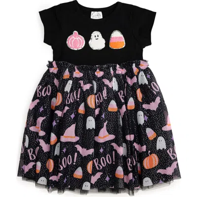 Sweet Wink Kids'  Boo Halloween Short Sleeve Tutu Dress In Black