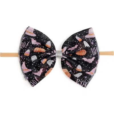 Sweet Wink Boo Halloween Tulle Bow Baby Headband In Black