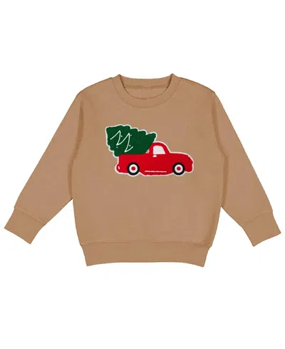 Sweet Wink Boy's Christmas Truck Patch Sweatshirt - Baby In Brown