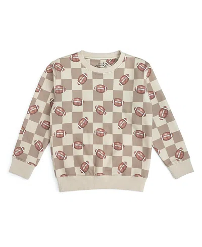 Sweet Wink Boys' Football Checkered Sweatshirt - Baby, Little Kid In Brown