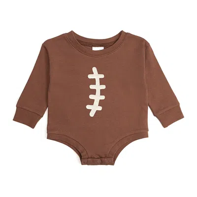 Sweet Wink Boys' Football Lace Patch Long Sleeve Romper - Baby In Brown