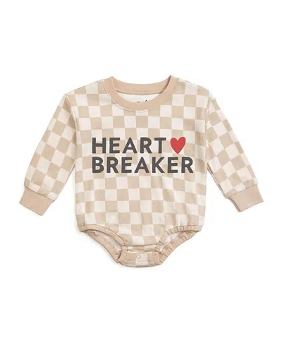 Sweet Wink Boys' Heartbreaker Checkered Valentine's Day Long Sleeve Romper - Baby In Neutral