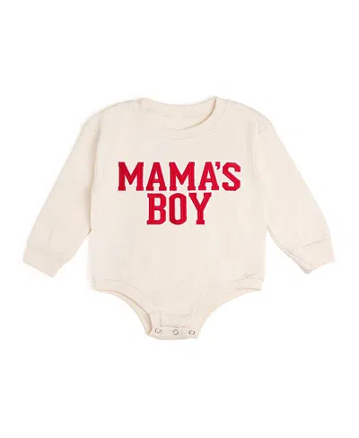 Sweet Wink Boys' Mama's Boy Varsity Patch Valentine's Day Long Sleeve Romper - Baby In Neutral