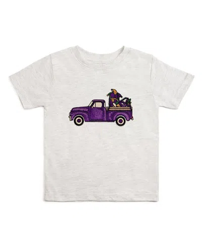 Sweet Wink Boys' Mardi Gras Truck Patch Short Sleeve T-shirt - Little Kid In Gray