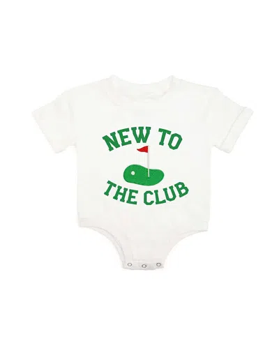 Sweet Wink Boys' New To The Club Patch Short Sleeve Romper - Baby In White