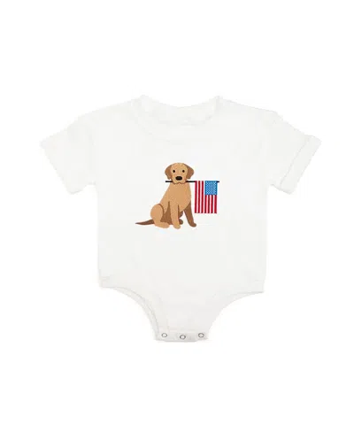 Sweet Wink Boys' Patriotic Pup Patch Short Sleeve Romper - Baby In White