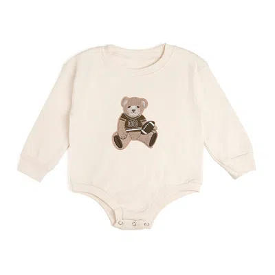 Sweet Wink Boys' Teddy Bear Patch Long Sleeve Romper - Baby In Neutral