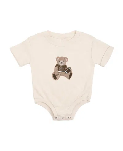 Sweet Wink Boys' Teddy Bear Patch Short Sleeve Romper - Baby In White