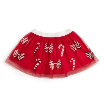 Sweet Wink Kids'  Candy Cane Bows Sequin Christmas Tutu In Red