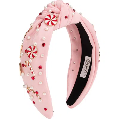 Sweet Wink Babies'  Candy Cane Christmas Gemstone Headband In Pink