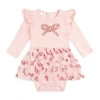Sweet Wink Candy Cane Confetti Christmas Long Sleeve Tutu Bodysuit In Pink