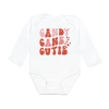 Sweet Wink Candy Cane Cutie Christmas Long Sleeve Bodysuit In White