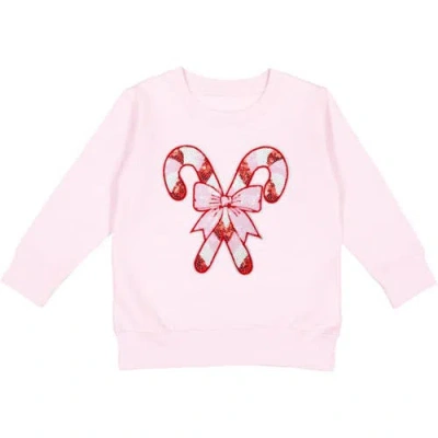 Sweet Wink Kids'  Candy Cane Patch Christmas Sweatshirt In Pink