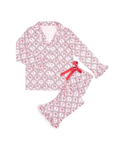 Sweet Wink Candy Cane Scallop Christmas Women's Two-piece Set In Pink