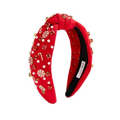 Sweet Wink Babies'  Candy Cane Swirl Christmas Gemstone Headband In Red