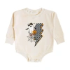 Sweet Wink Checker Ghost Halloween Long Sleeve Romper In Neutral