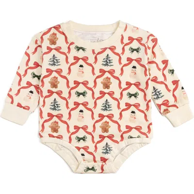 Sweet Wink Babies'  Christmas Cutie Long Sleeve Romper In Neutral