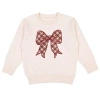 Sweet Wink Christmas Plaid Bow Patch Sweatshirt In Brown