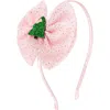 Sweet Wink Christmas Tree Tulle Bow Headband In Pink