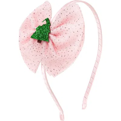 Sweet Wink Babies'  Christmas Tree Tulle Bow Headband In Pink